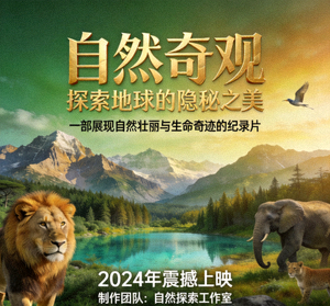 纪录片《自然奇观》海报，展示壮丽的自然风光与野生动物
